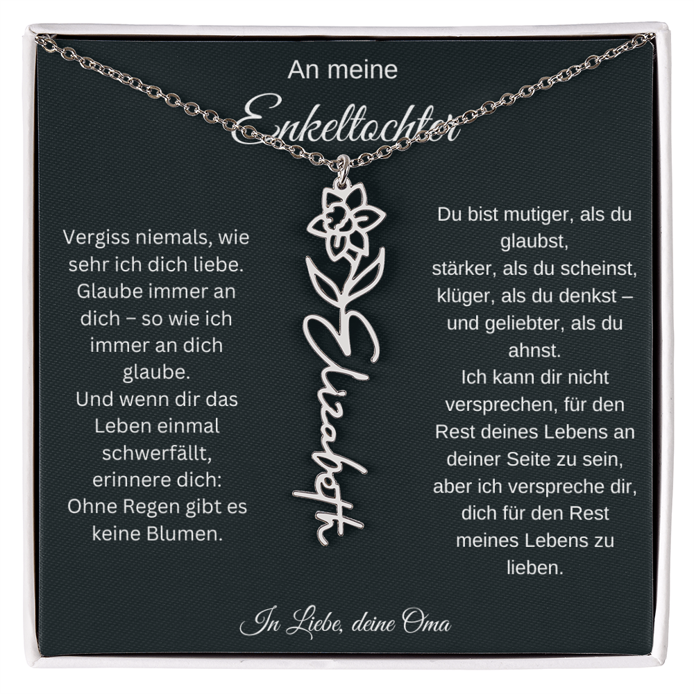 An meine Enkeltochter Geburtsblume Namenskette personalisierte Gravur Schmuck Geschenk