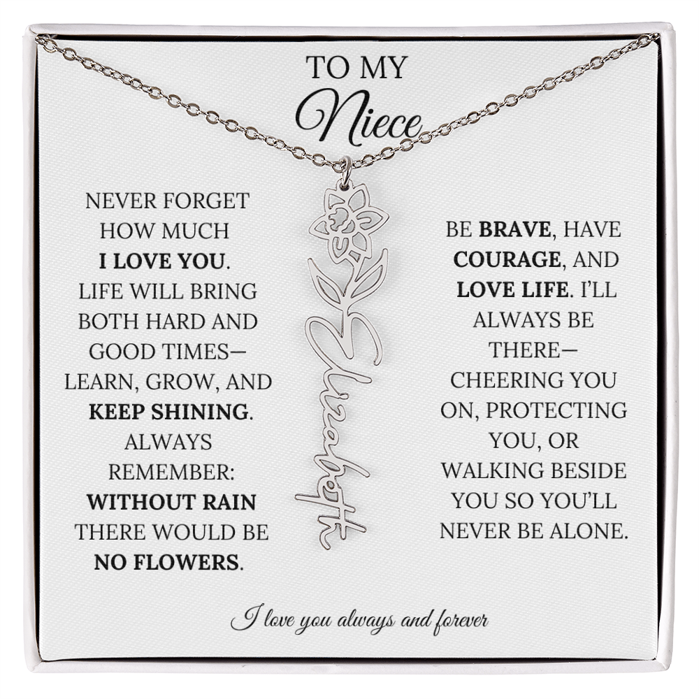 To My Niece | Keep Shining | Flower Name Necklace
