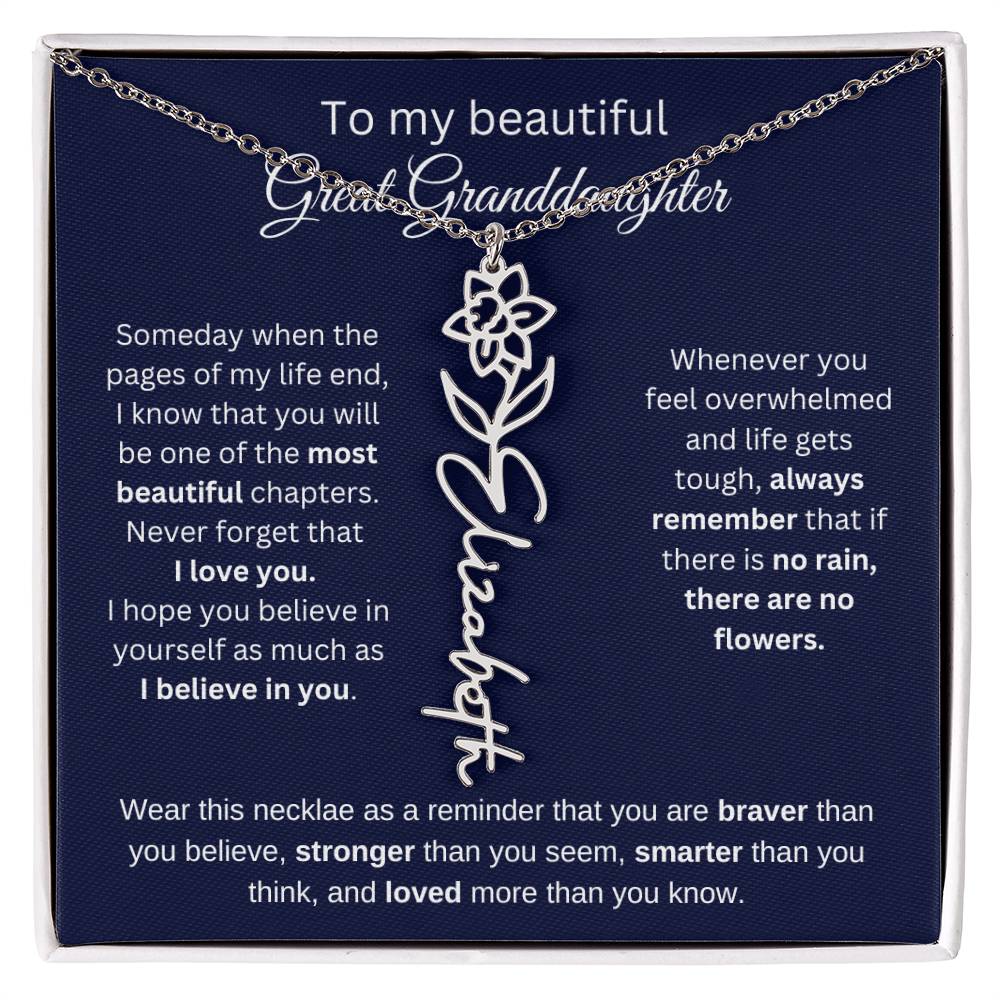 To My Beautiful Great Goddaughter Flower Necklace 2