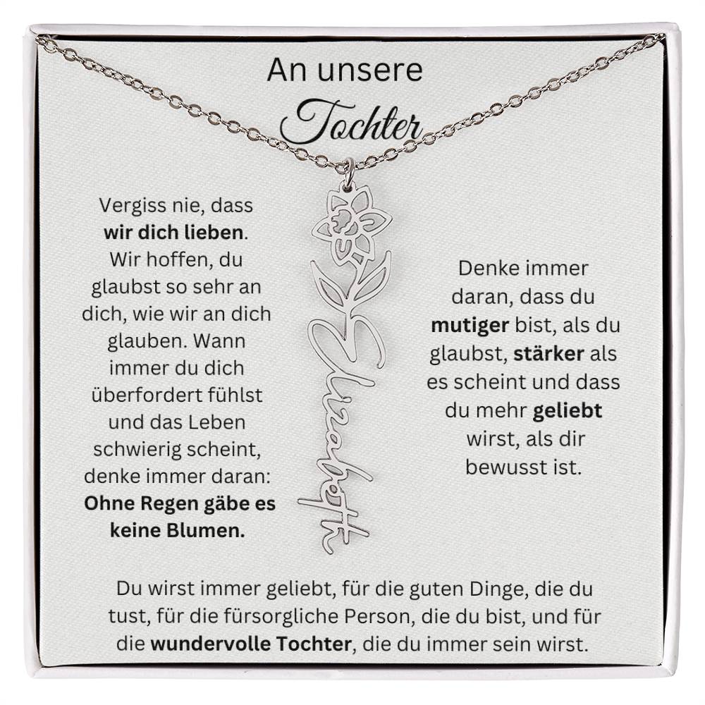 An Unsere Tochter - Vergiss Nie Geburtsblumen Kette Personalisierbar Mit Namen