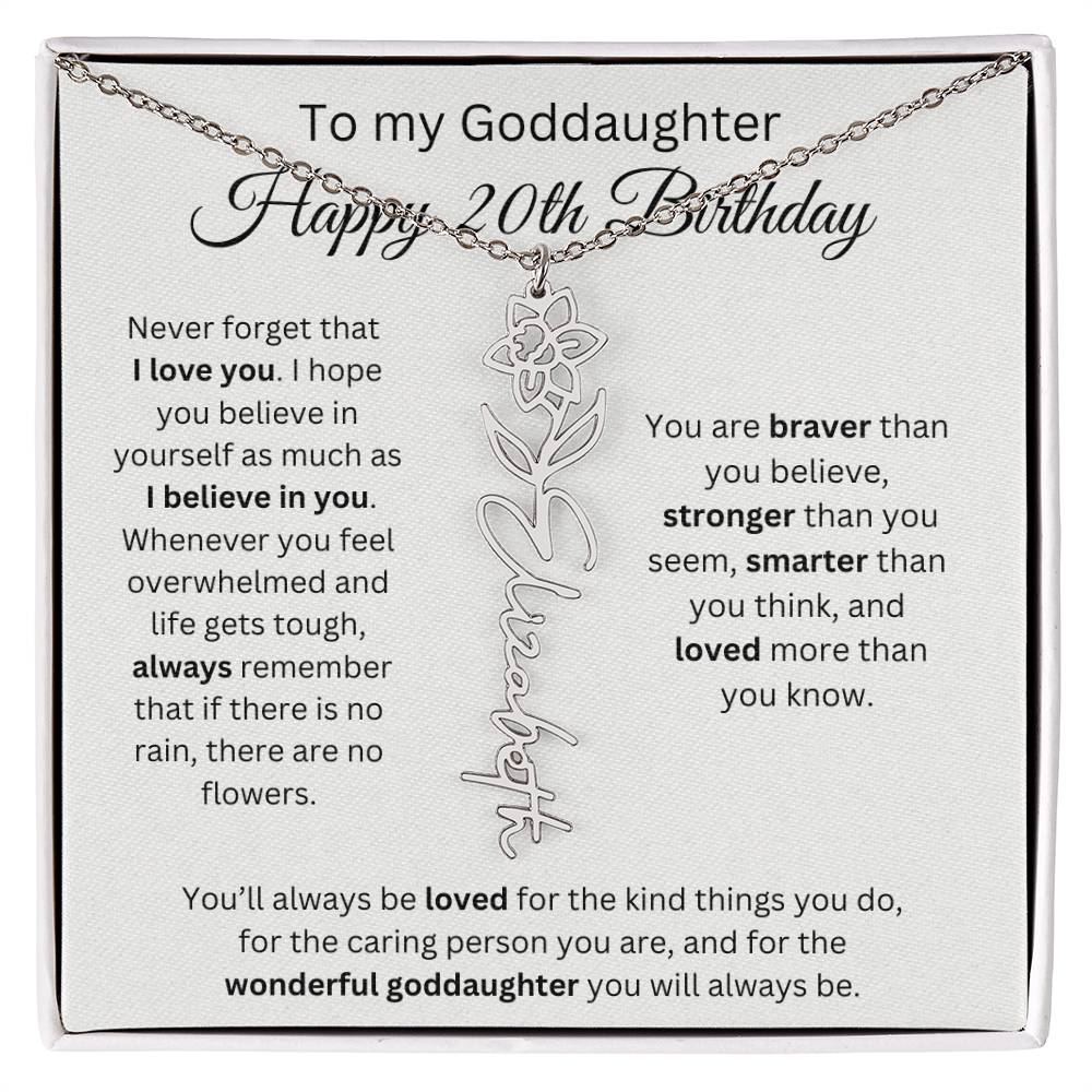 To My Goddaughter Happy 20th Birthday - Flower Name Necklace