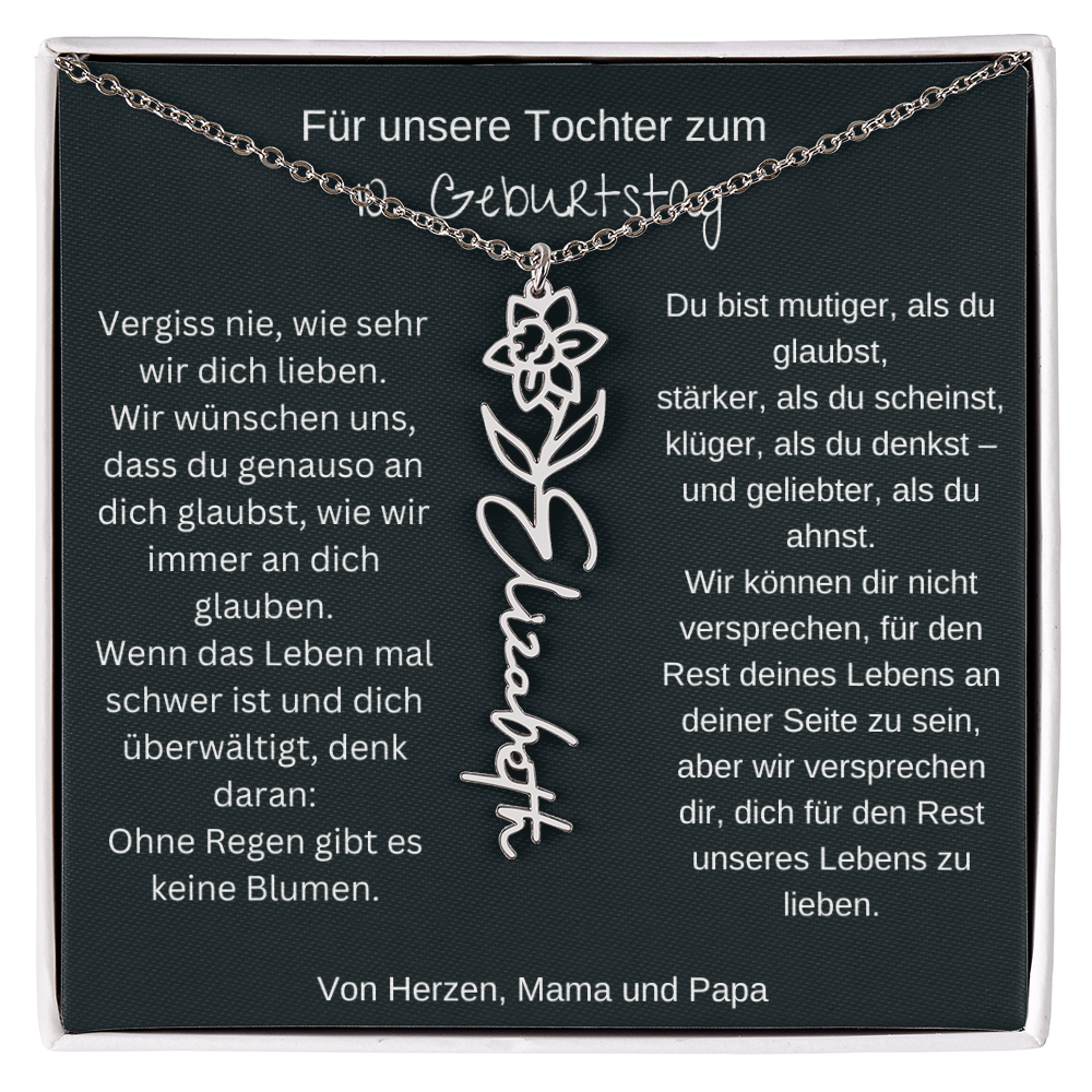 Geschenk zum 10. Geburtstag Tochter Geburtsblumen Namenskette
