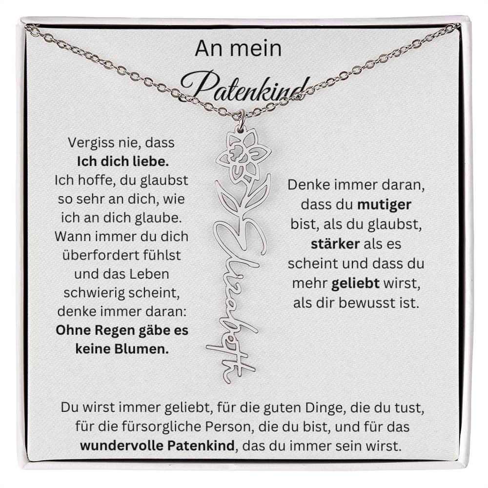 An Mein Patenkind Geburtsblumen Kette