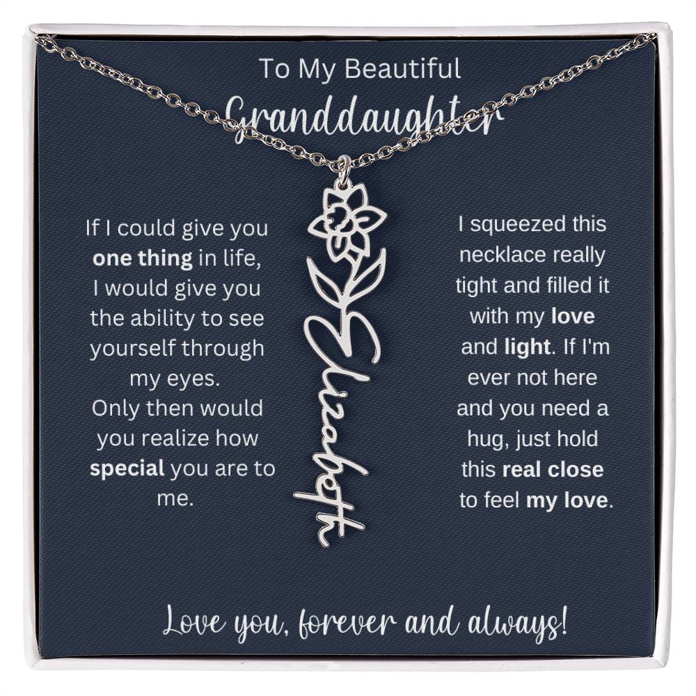 Granddaughter Birthday Present | Flower Name Necklace