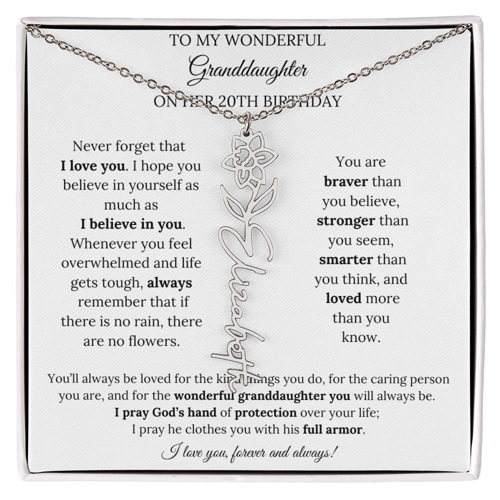 To My Wonderful Granddaughter On Her 20th Birthday - I Love You Forever & Always