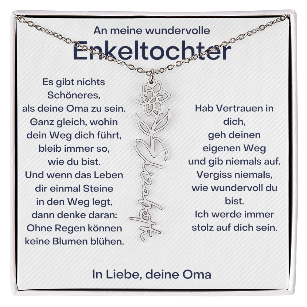 Personalisierte Geburtsblumenkette für Enkeltochter Von Oma