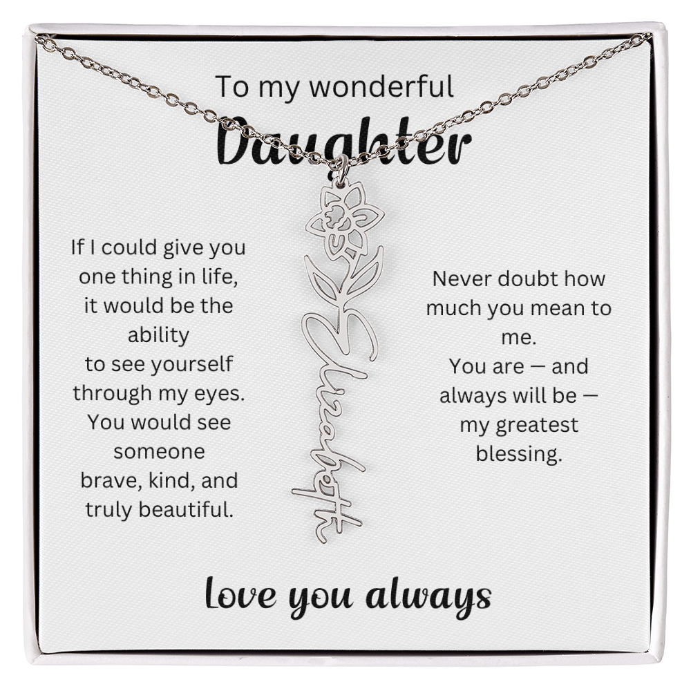 Emotional Gift for Daughter - Birth Flower Name Necklace 3