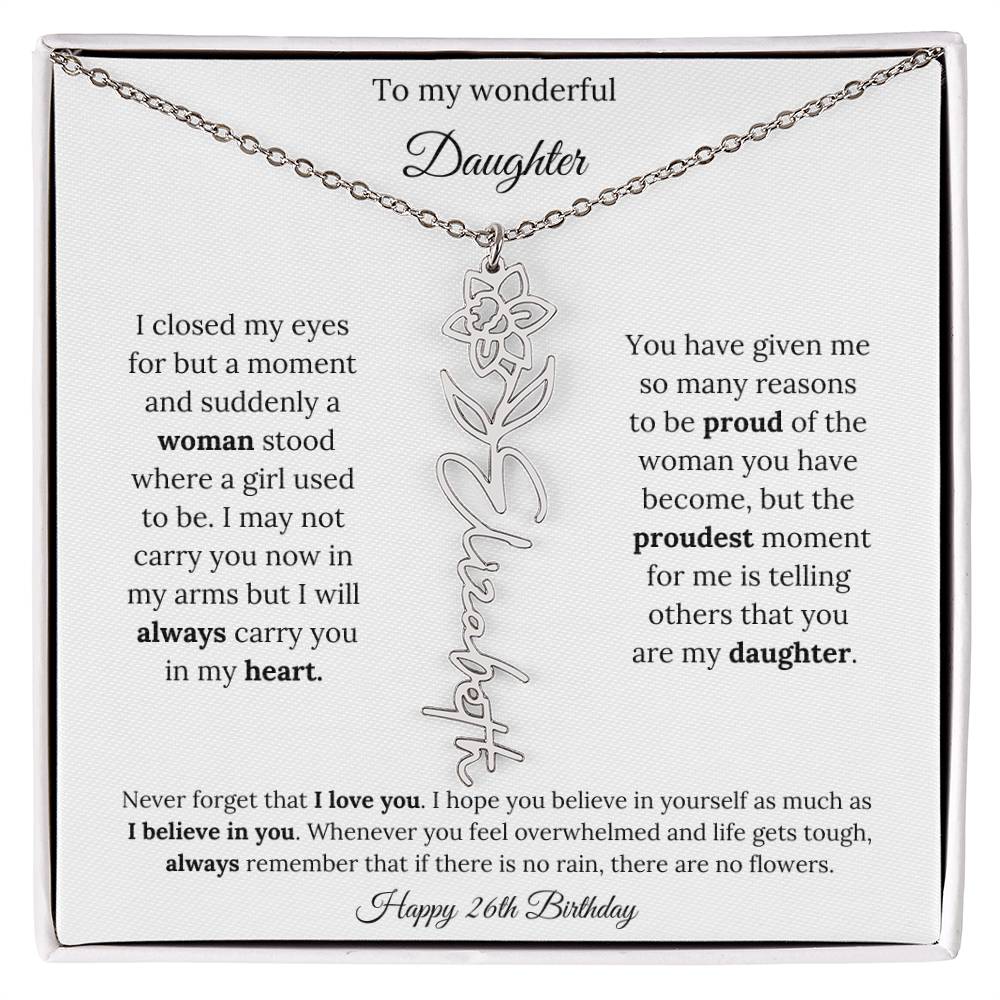 Happy 26th Birthday | Never Forget That I Love You | Flower Name Necklace