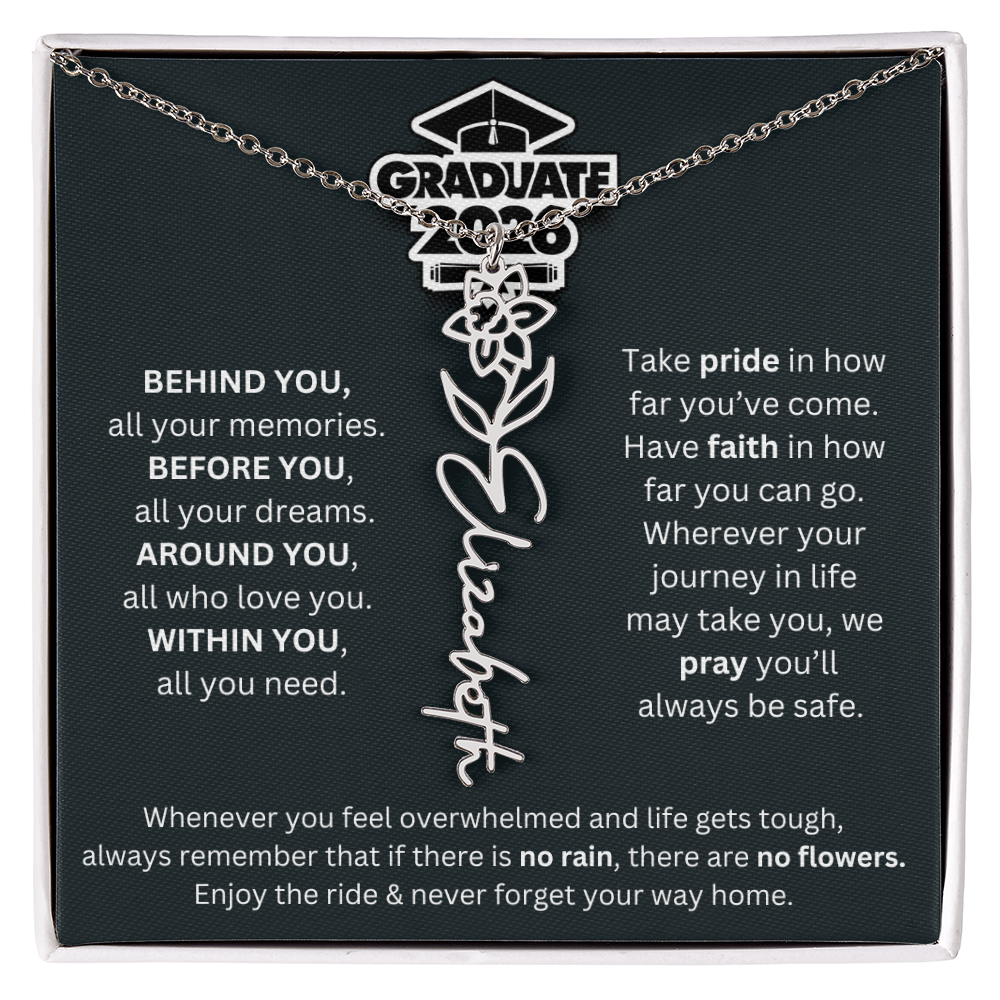 2026 Graduation Gift | Birth Flower Name Necklace 1