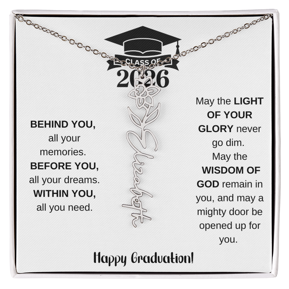Class Of 2026 Personalized Graduation Gift Birth Month Flower Necklace