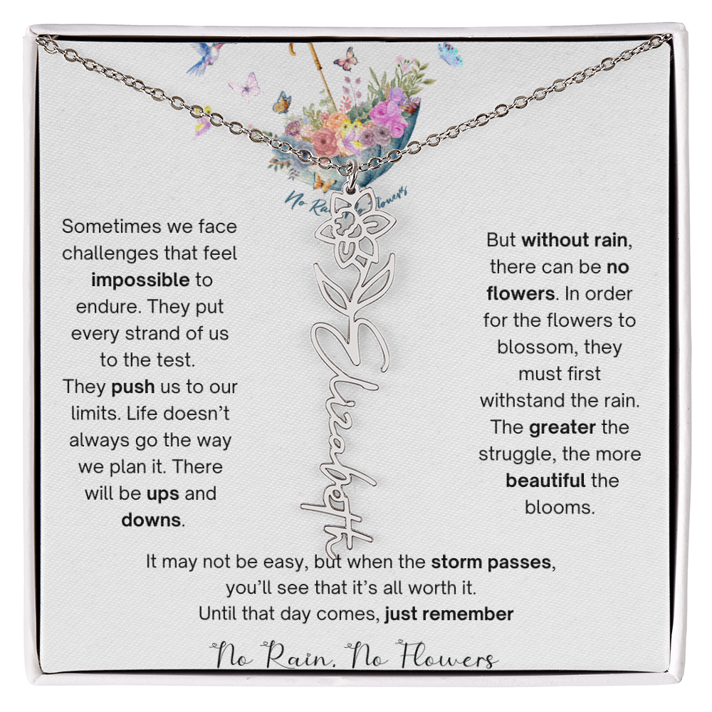 No Rain No Flowers 3 - Flower Name Necklace