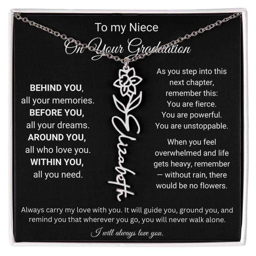To My Niece On Your Graduation | Flower Name Necklace