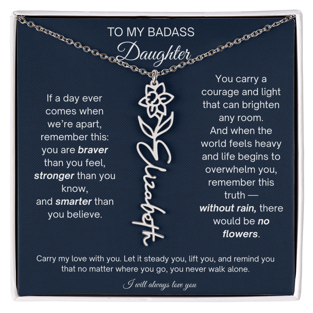 Daughter Encouragement Gift - Personalized Flower Name Necklace