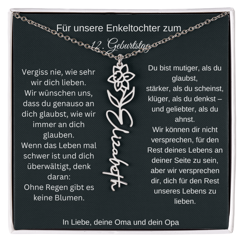 12. Geburtstag Blumen Namenskette