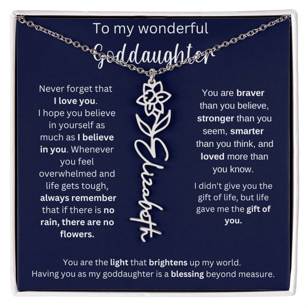To My Wonderful Goddaughter | I Believe In You | Flower Name Necklace