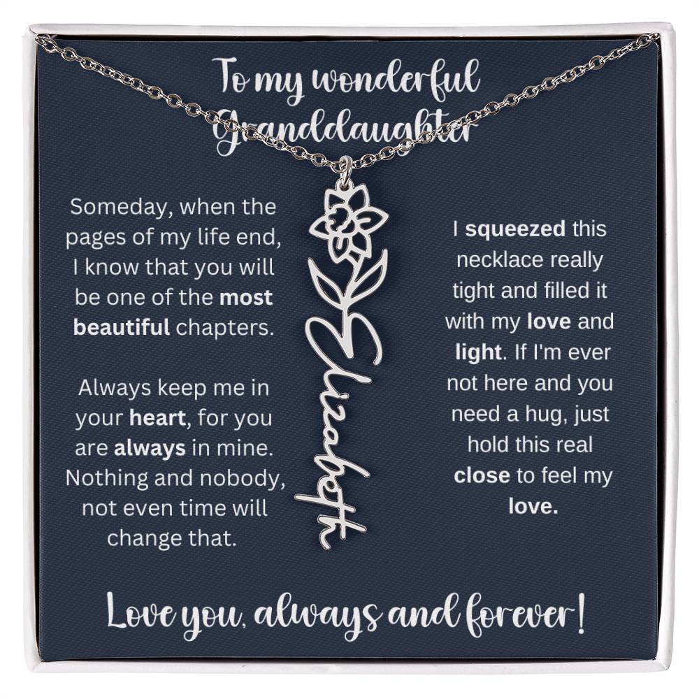 To My Wonderful Daughter Always Keep Me In Your Heart | Flower Name Necklace