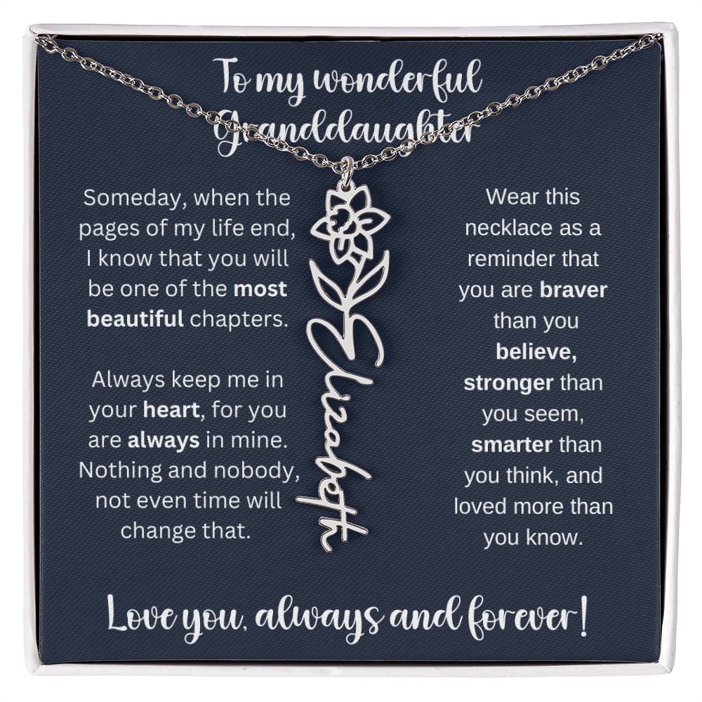 Granddaughter Birth Month Flower Necklace