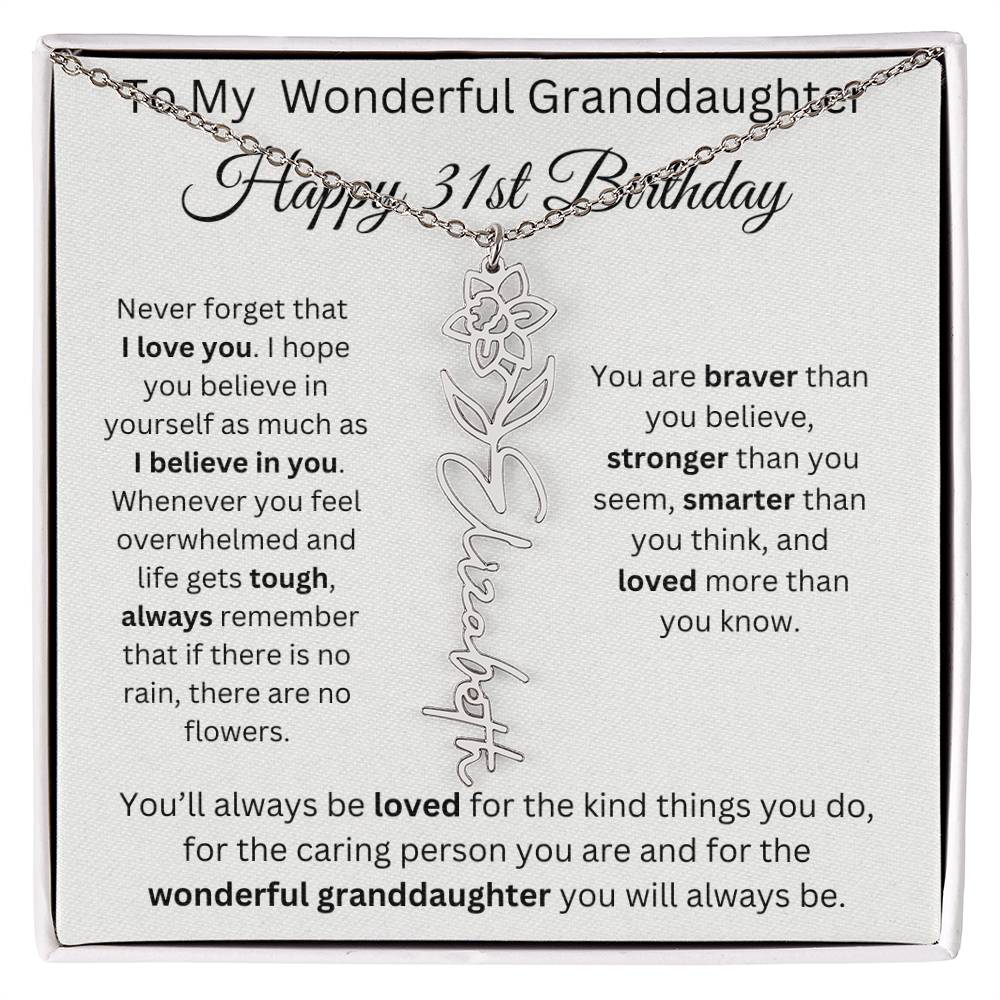 To My Wonderful Granddaughter - Happy 31st Birthday - Flower Name Necklace