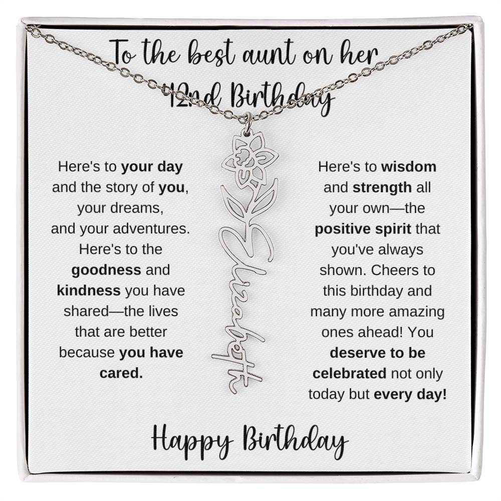 To The Best Aunt - Happy 42nd Birthday | Flower Name Necklace
