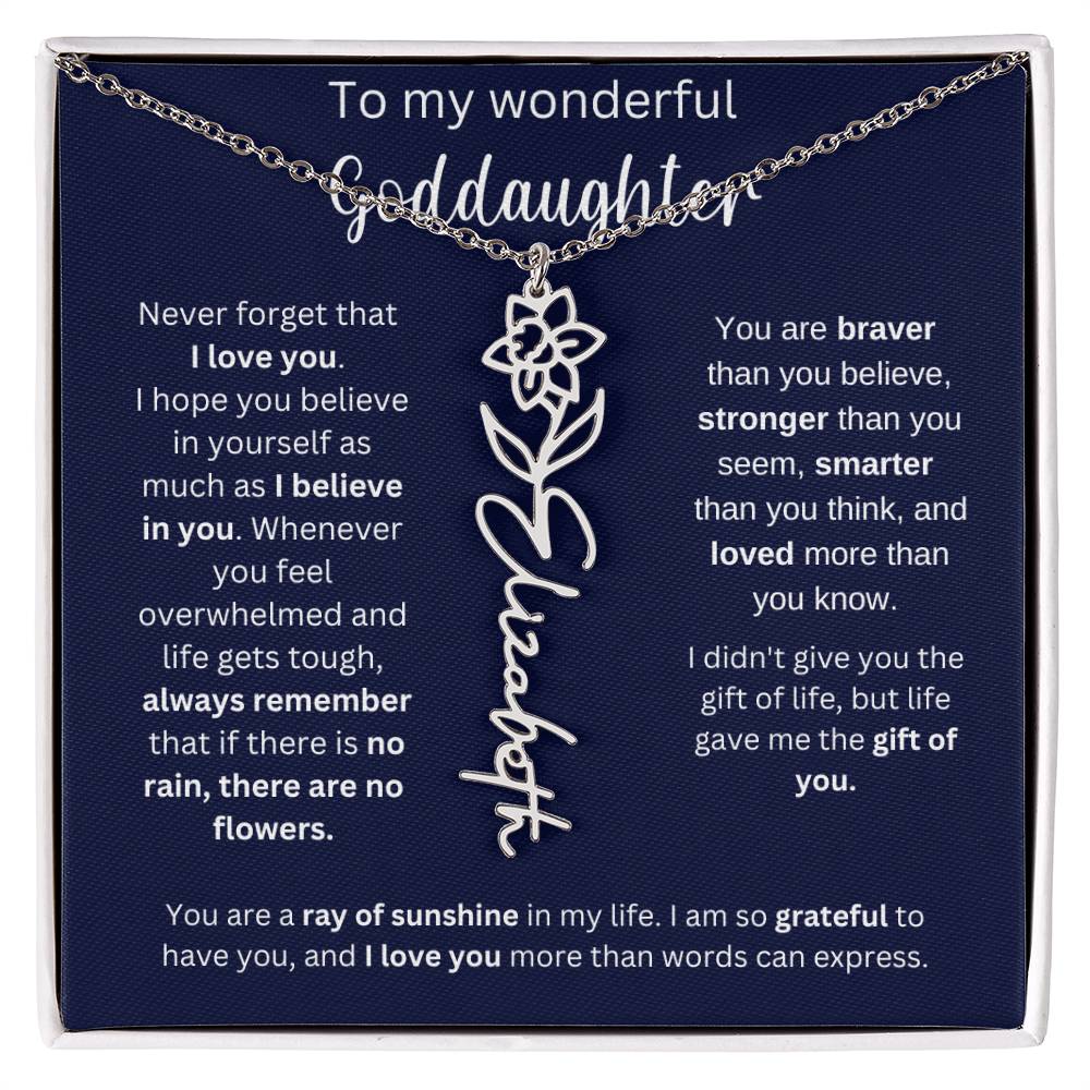 To My Wonderful Goddaughter | You Are Ray Of Sunshine | Flower Name Necklace