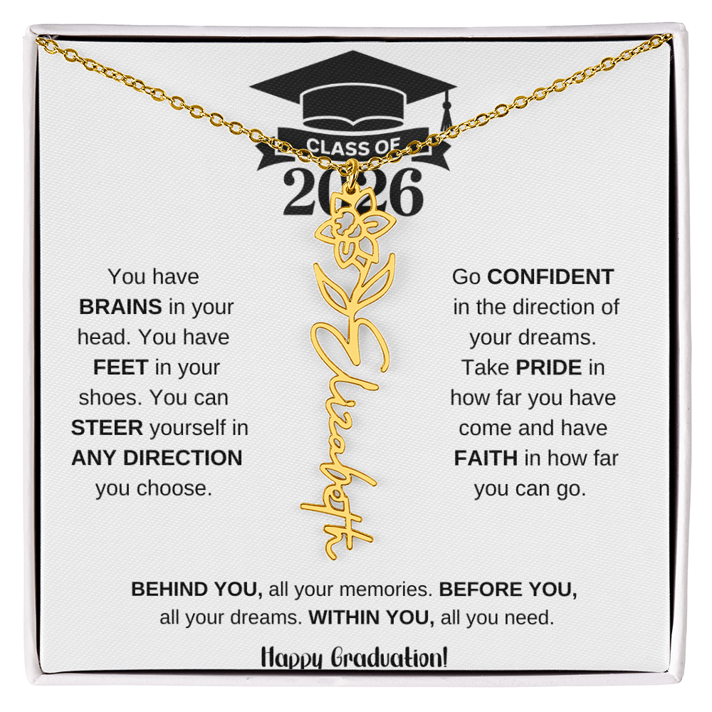 Personalized 2026 Graduation Gift Birth Month Flower Necklace