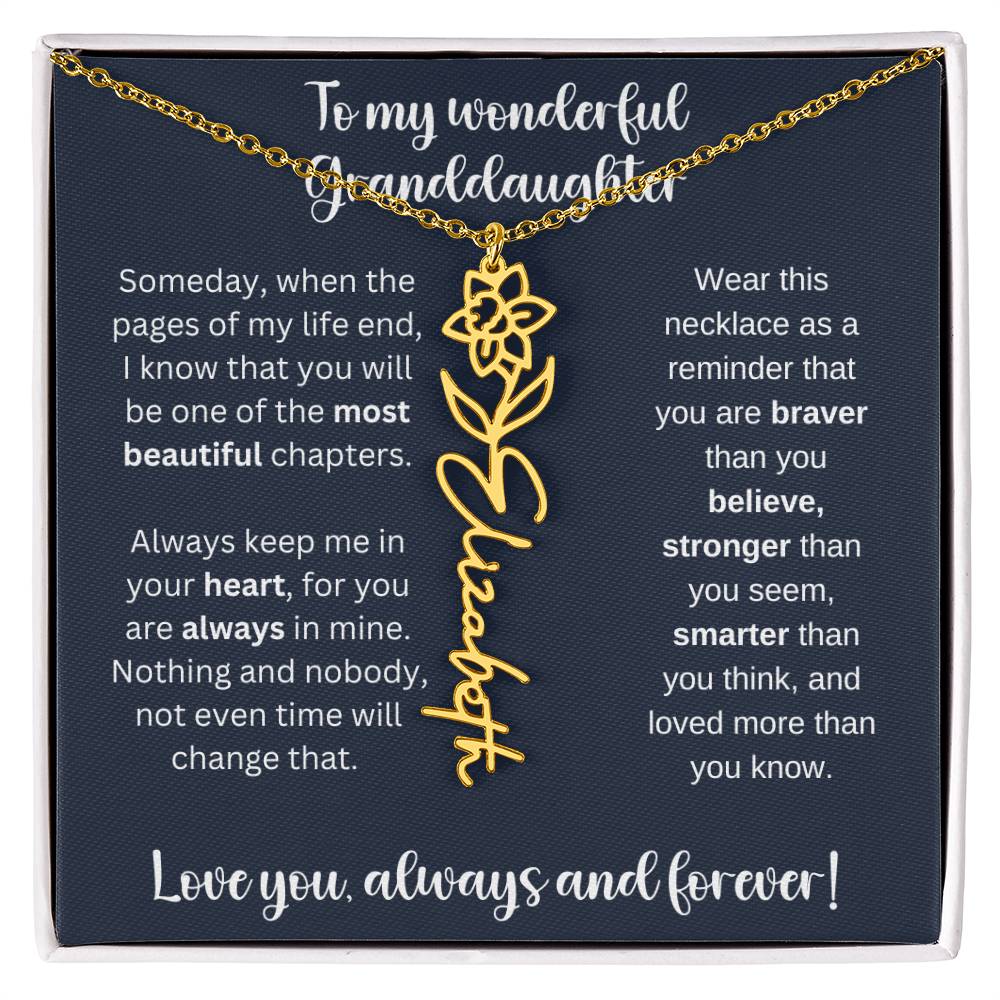 Granddaughter Birth Month Flower Necklace
