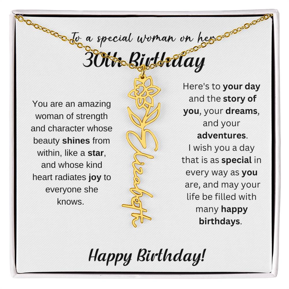 30th Birthday Gift Birthflower Necklace