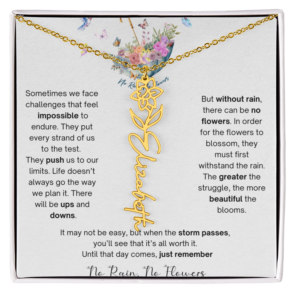 No Rain No Flowers 3 - Flower Name Necklace