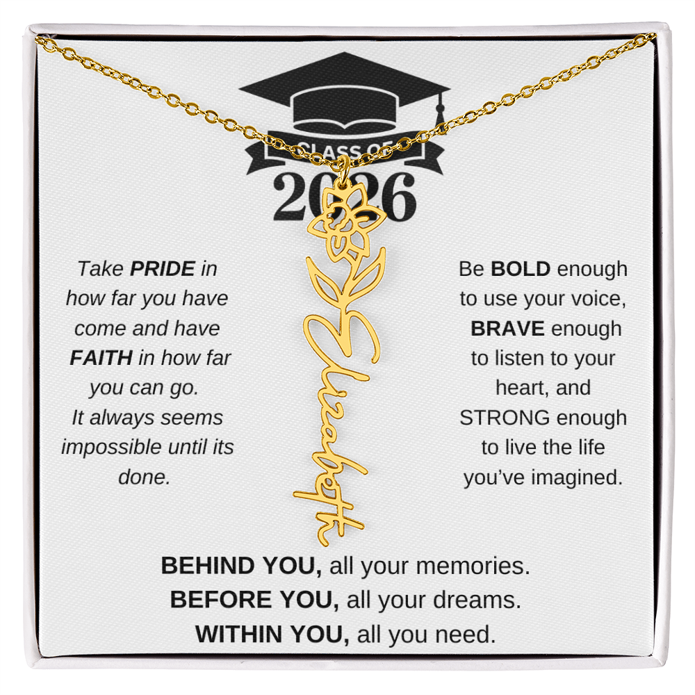 2026 Graduation Jewelry Birthmonth Flower Name Necklace