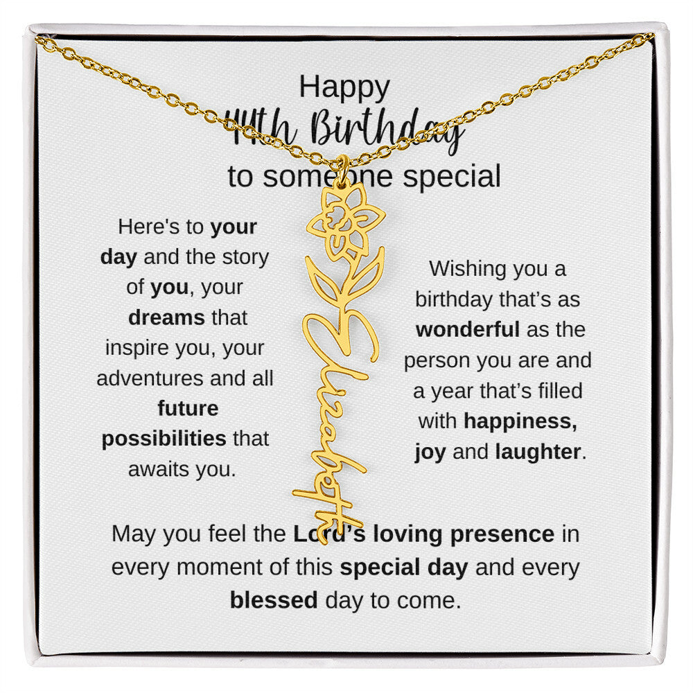 Happy 44th Birthday To Someone Special - Flower Name Necklace