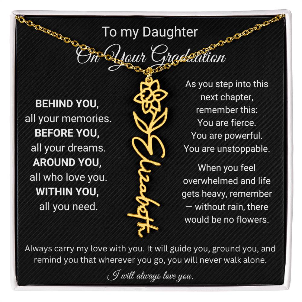 To My Daughter On Your Graduation | Carry My Love | Flower Name Necklace