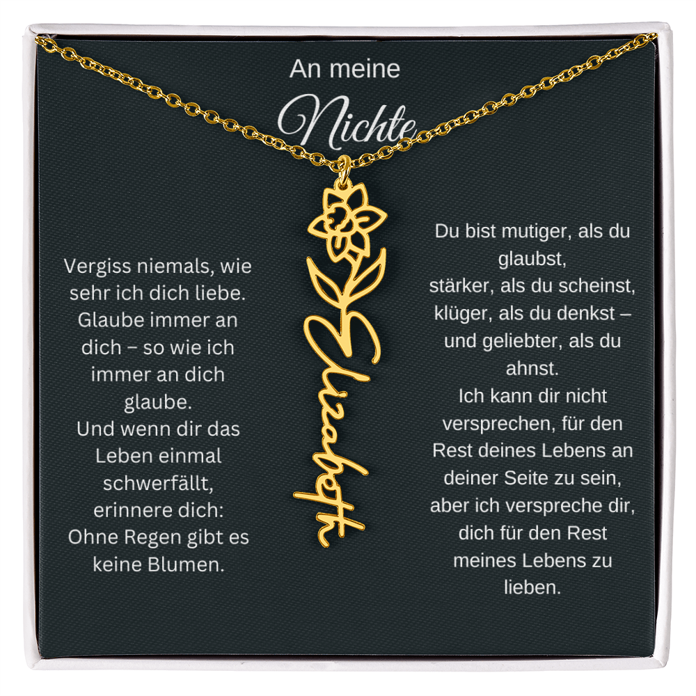 An meine Nichte Geburtsblume Namenskette mit Gravur Geschenk Geburtstag Weihnachten