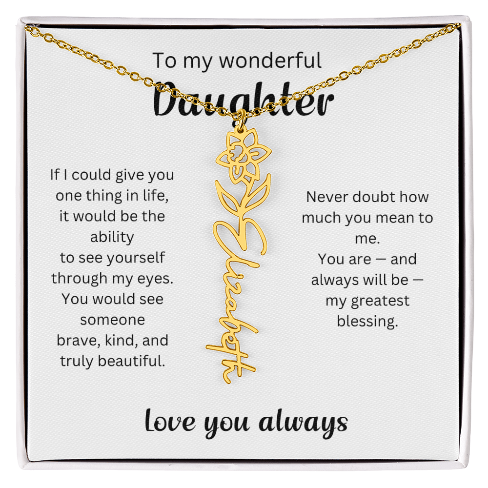 Emotional Gift for Daughter - Birth Flower Name Necklace 3