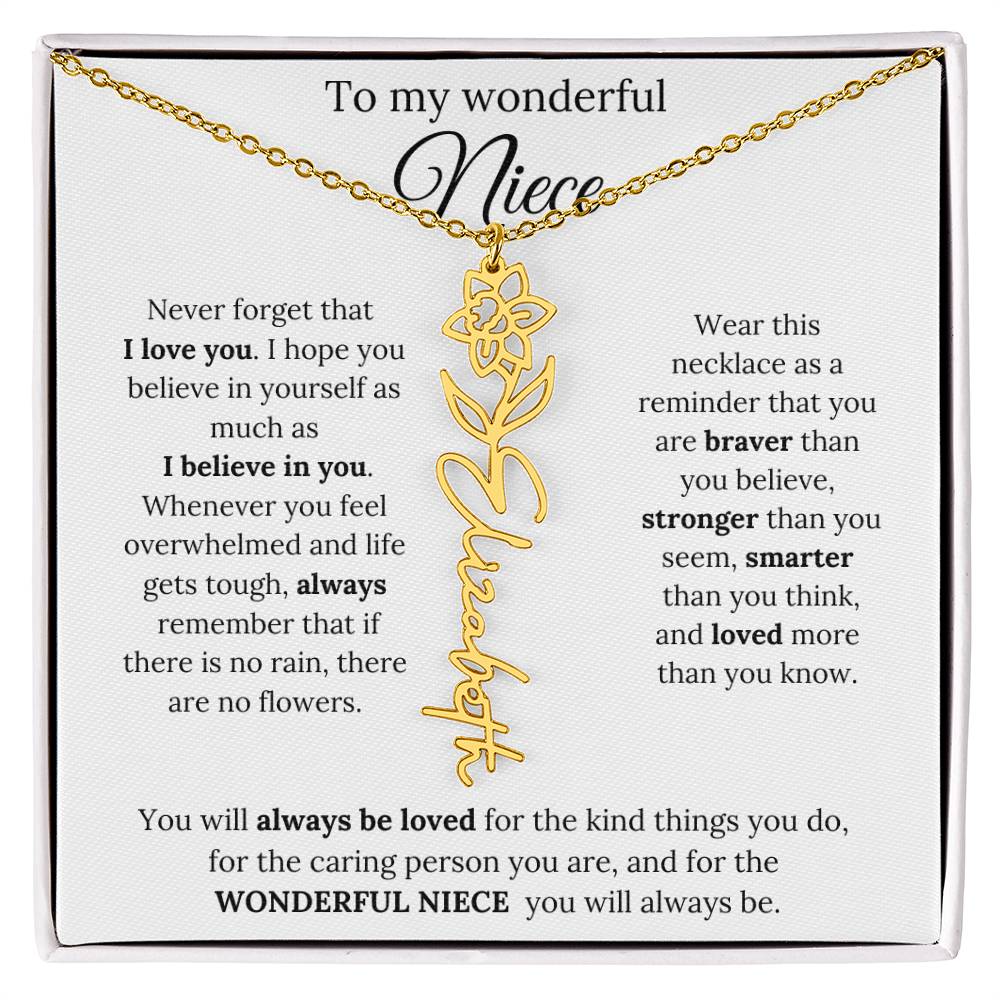 To My  Niece Birthmonth Flower Necklace 1