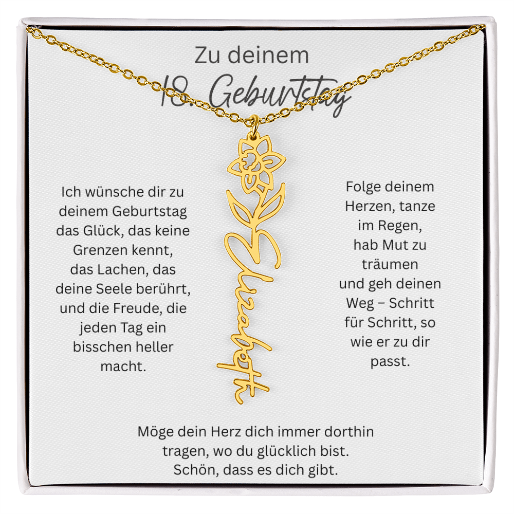 Geburtsblumen Namenskette zum 18 Geburtstag personalisiert Name Kette Gravur Geschenk
