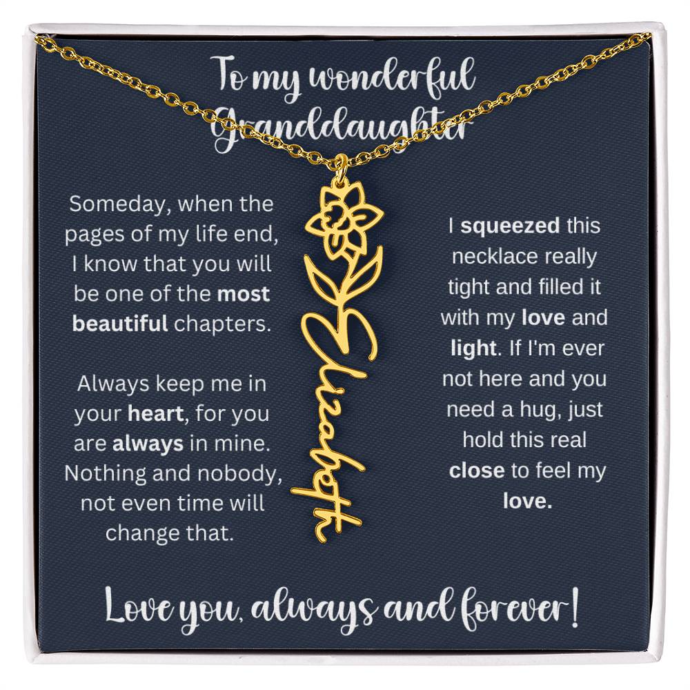 To My Wonderful Daughter Always Keep Me In Your Heart | Flower Name Necklace