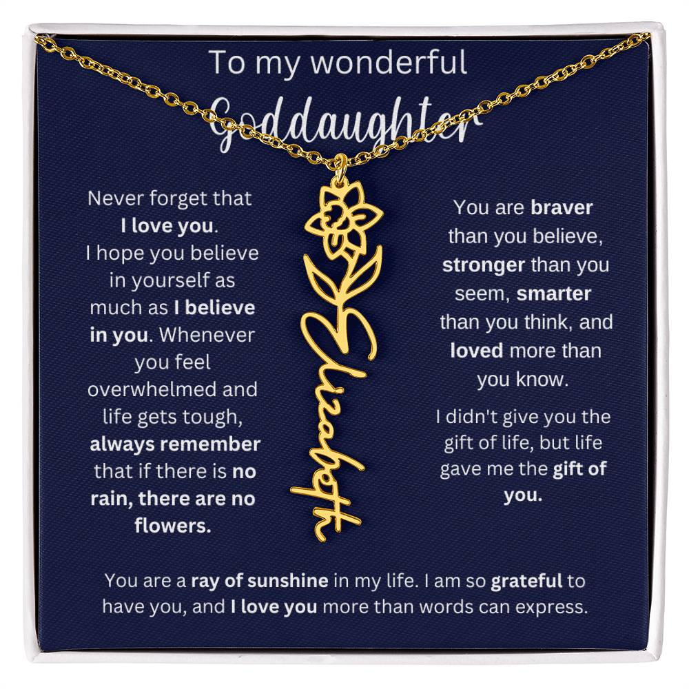 To My Wonderful Goddaughter | You Are Ray Of Sunshine | Flower Name Necklace