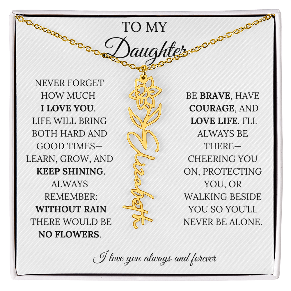 Personalized Birth Flower Name Necklace for Daughter