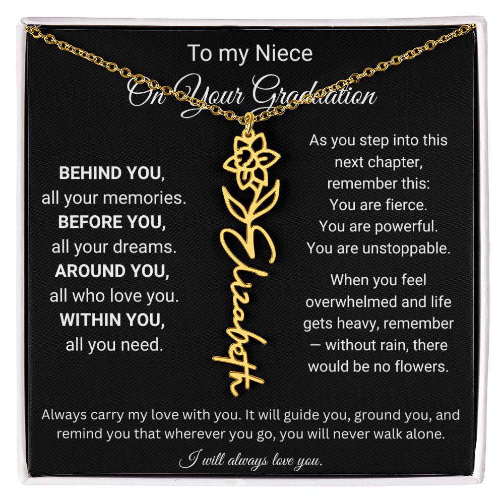 To My Niece On Your Graduation | Flower Name Necklace