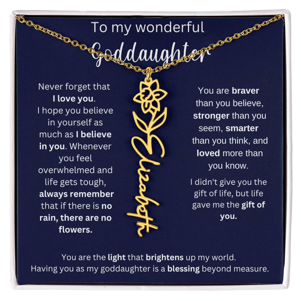 To My Wonderful Goddaughter | I Believe In You | Flower Name Necklace