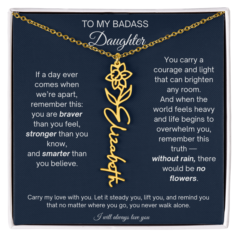 Daughter Encouragement Gift - Personalized Flower Name Necklace
