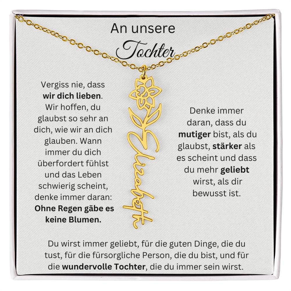 An Unsere Tochter - Vergiss Nie Geburtsblumen Kette Personalisierbar Mit Namen