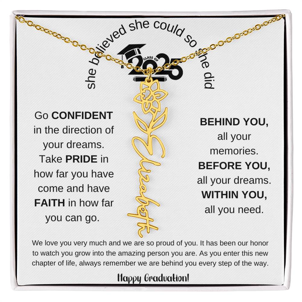 Happy Graduation - Flower Name Necklace