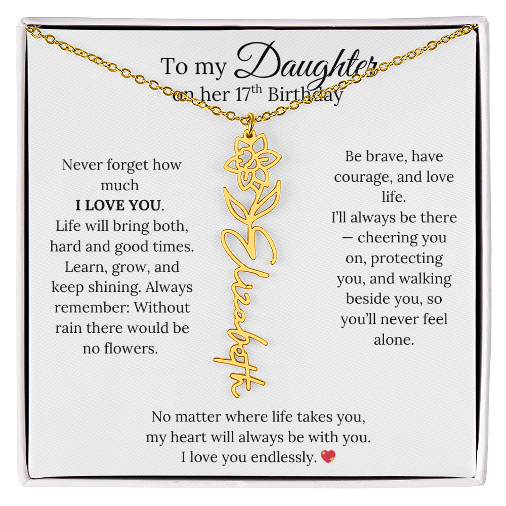 17th Birthday Gift from Mom - Personalized Flower Name Necklace