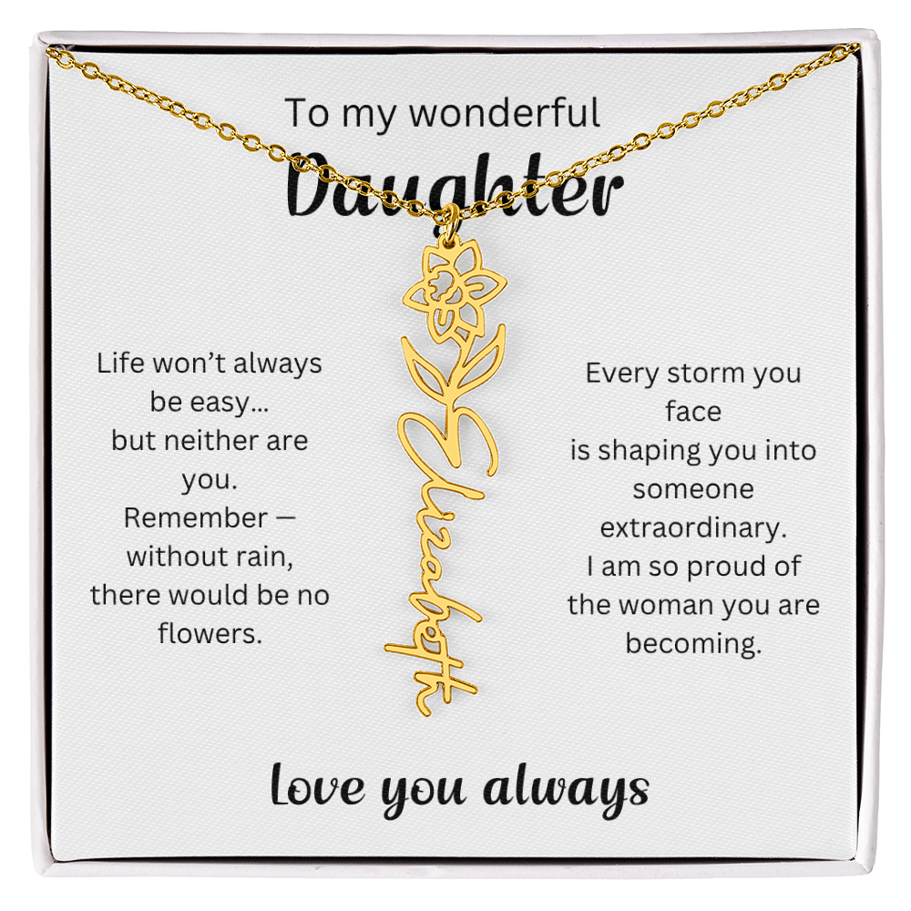 Emotional Gift for Daughter - Birth Flower Name Necklace 2