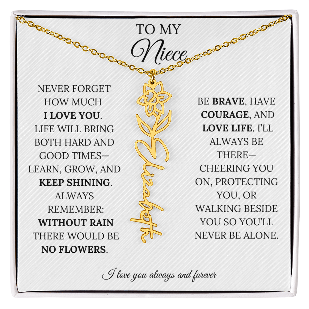 To My Niece | Keep Shining | Flower Name Necklace