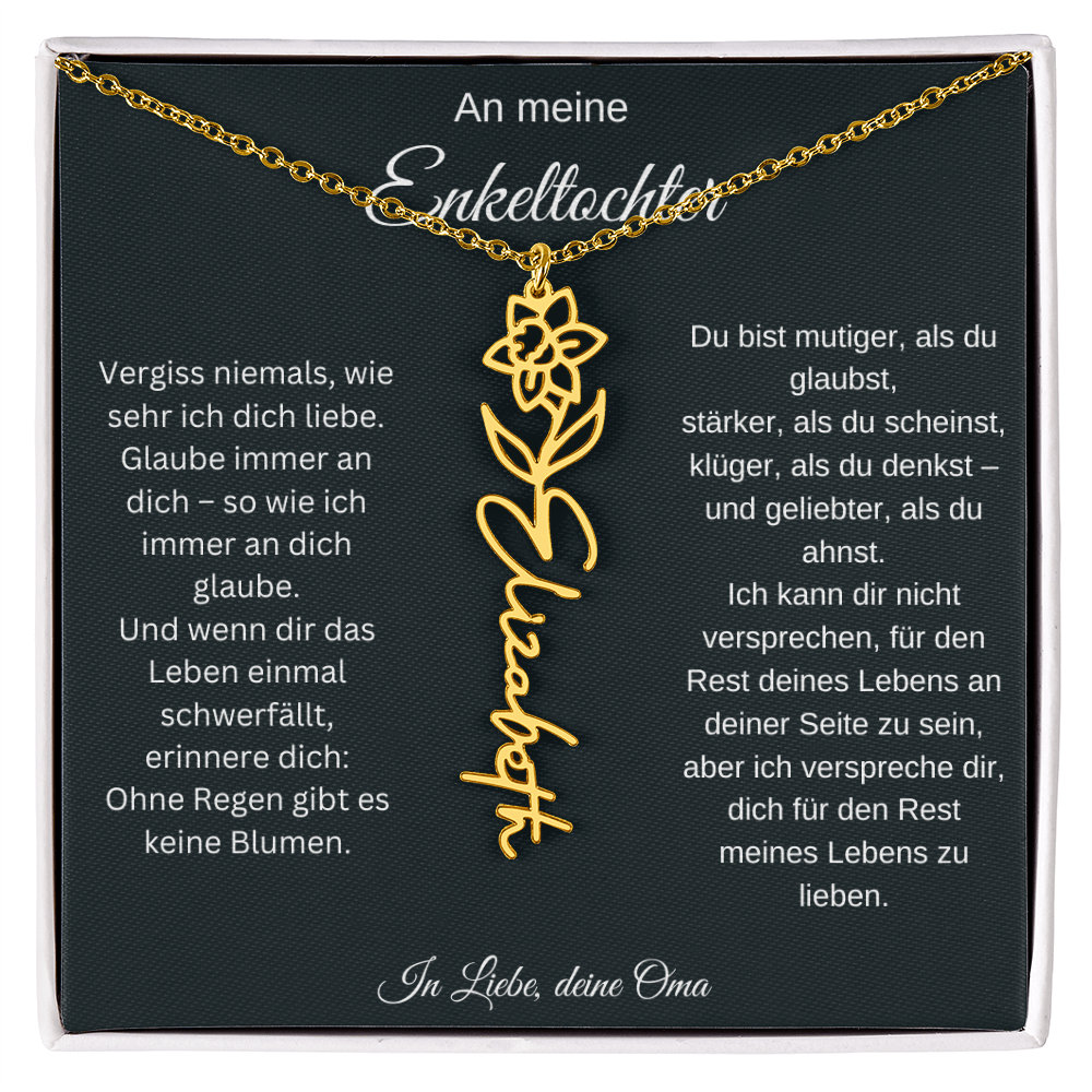 An meine Enkeltochter Geburtsblume Namenskette personalisierte Gravur Schmuck Geschenk