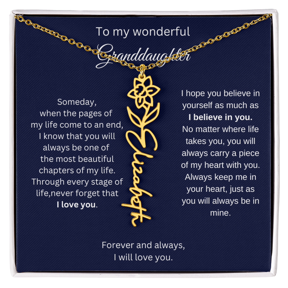Meaningful Jewelry for Granddaughter - Birth Flower Name Necklace