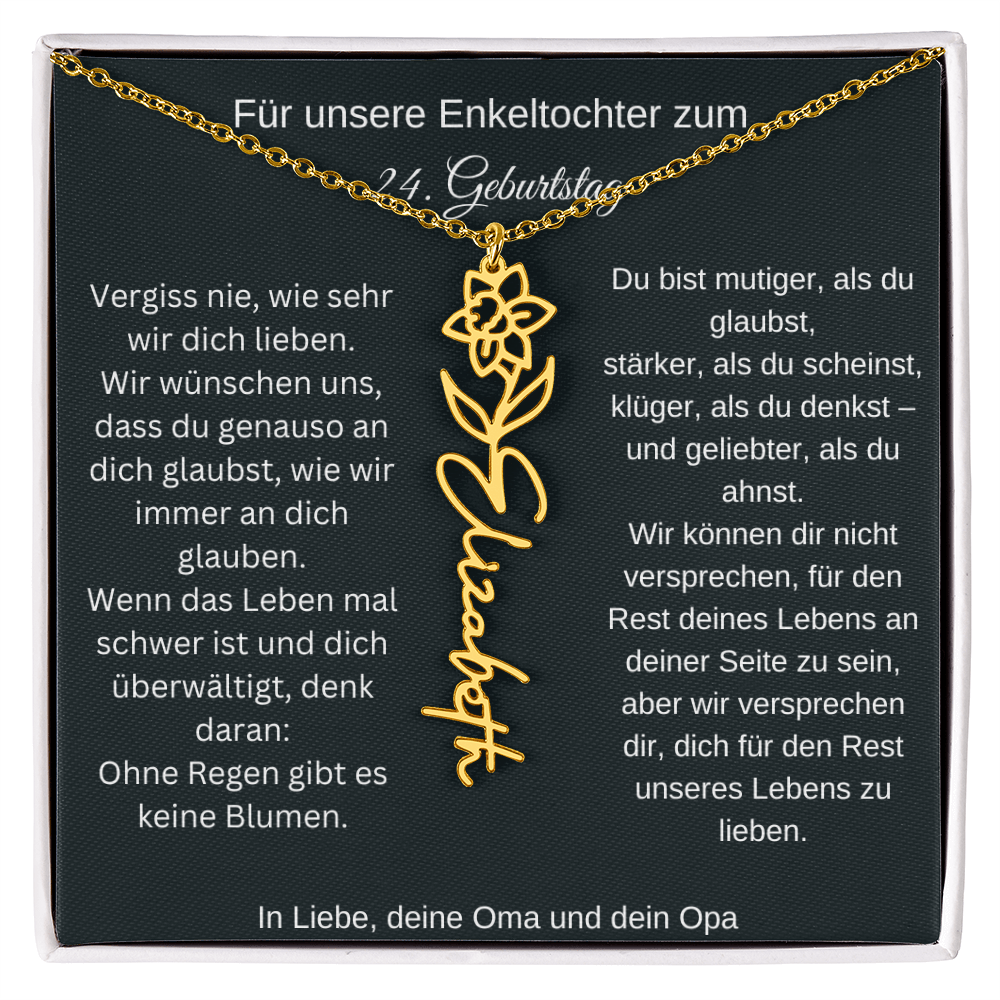 24. Geburtstag Blumen Namenskette