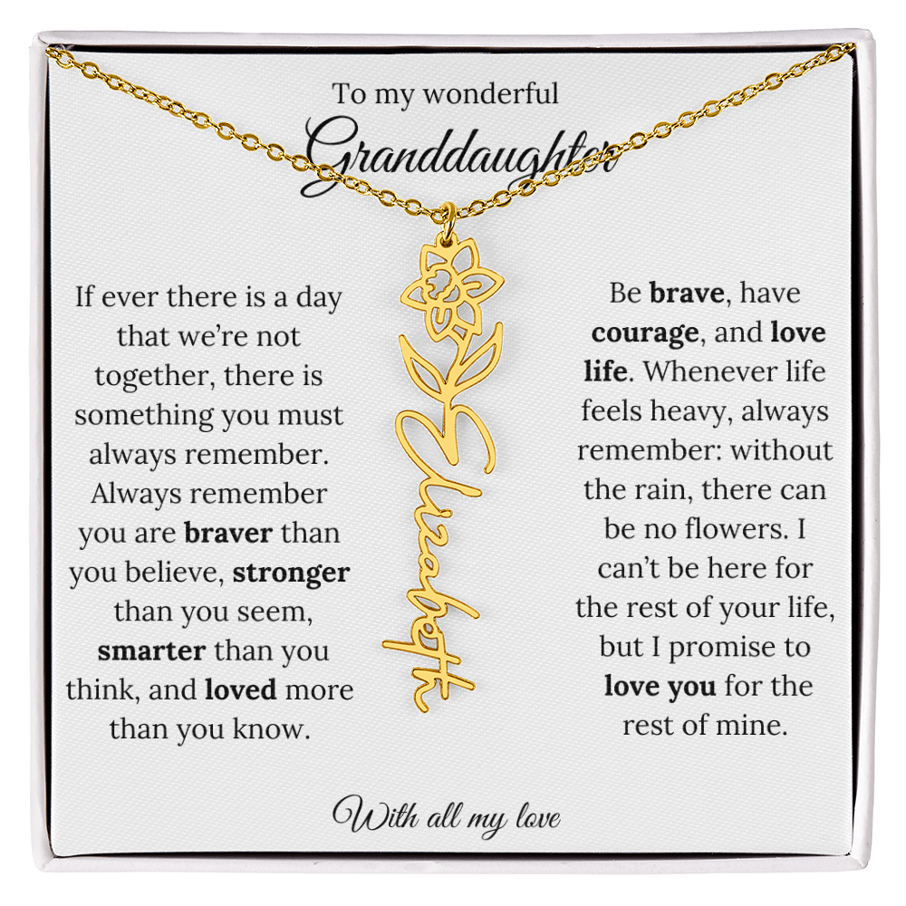 Personalized Birth Flower Name Necklace for Granddaughter